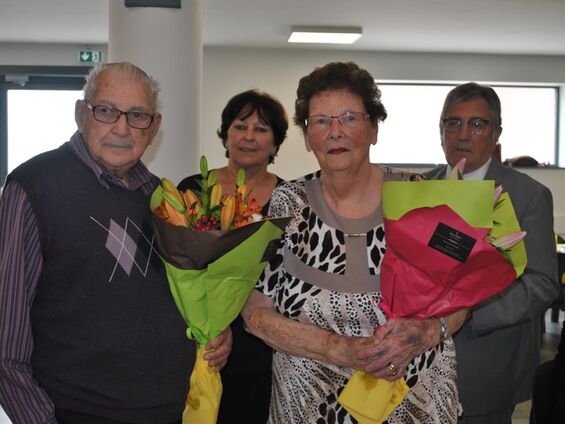 Les doyens de l’assemblée, Madame Ildelette MONNIER et Monsieur Roland SCULFORT Banquet du CCAS 2019